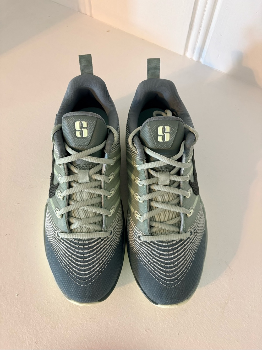 Nike Youth Sabrina Basketball Sneakers in Sage Green and Charcoal
